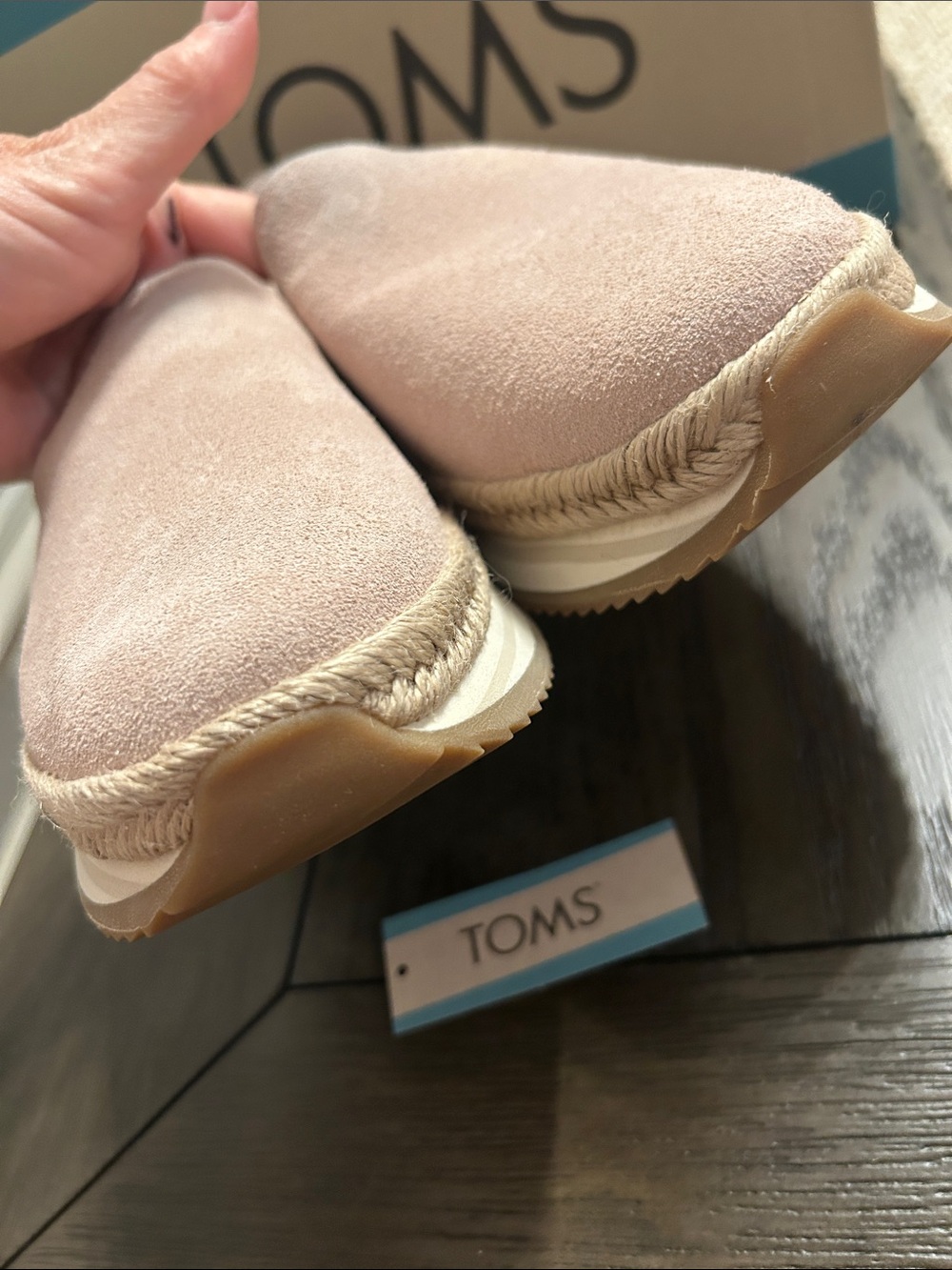 TOMS💗Slip-On LEATHER Espadrille Jocelyn SNEAKERS in Ballet Pink. Worn 1X! Sz 8.5 - Picture 8 of 15
